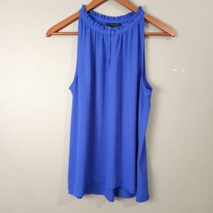 J. Crew Womens Size 8 Blue High Neck Keyhole Sleeveless Gathered Blouse